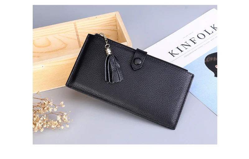Модные женские кошельки из натуральной кожи, длинные клатчи, Rfid, деловой Футляр для карт, Дамский кошелек для монет, держатель для карт, кошелек для телефона