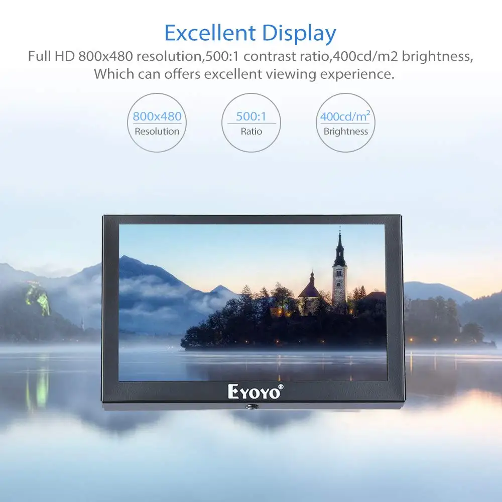 Мини монитор Eyoyo S501H IPS 5 дюйма 1024X768 HDMI VGA BNC AV USB|Монитор и дисплей для CCTV| |