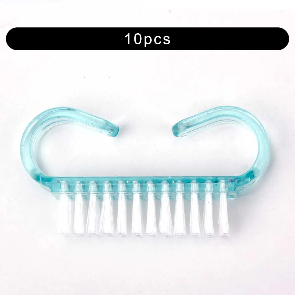 10pcs Bright Green Чистящая щетка для ногтей маникюр педикюр инструменты Ручка гель удаление для очистки от пыли уход пластик косметика для ногтей кисти для женщин - Цвет: 10pcs Bright Green