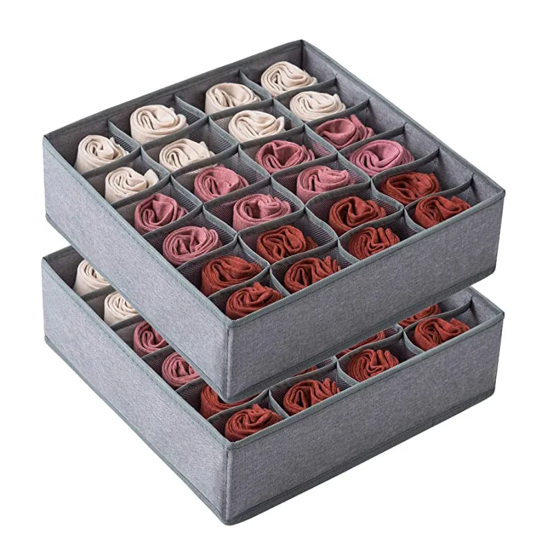 

New Fabric Socks Panties Bra Storage Box Drawer Compartment Storage Three-in-One Wardrobe Organizer For Home