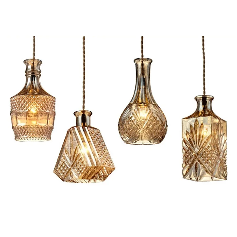 Винтажный подвесной светильник с стеклянной бутылкой Классическая Подвесная