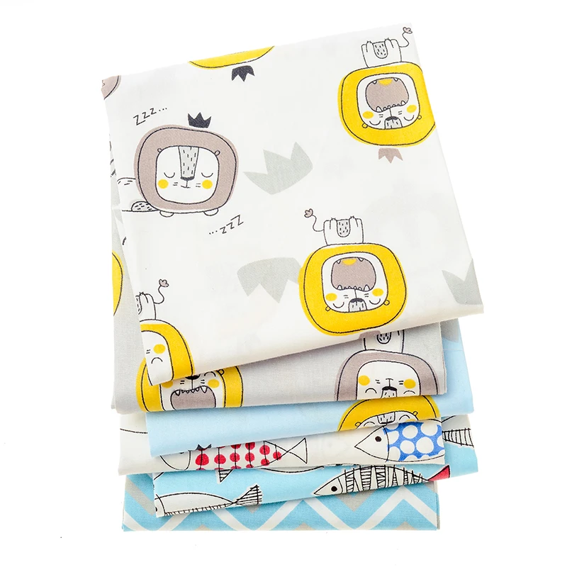 Cartoon lion cotton sewing fabric DIY handmade curtain pillowcase fabric.a pack of six | Дом и сад