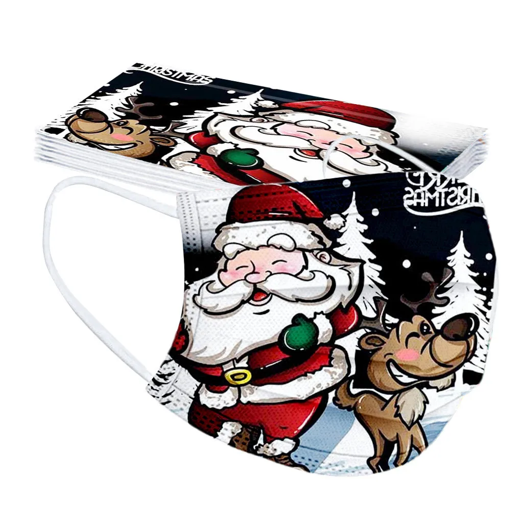 Маска одноразовая для лица с принтом на Рождество дышащая 10 шт. | Дом и сад