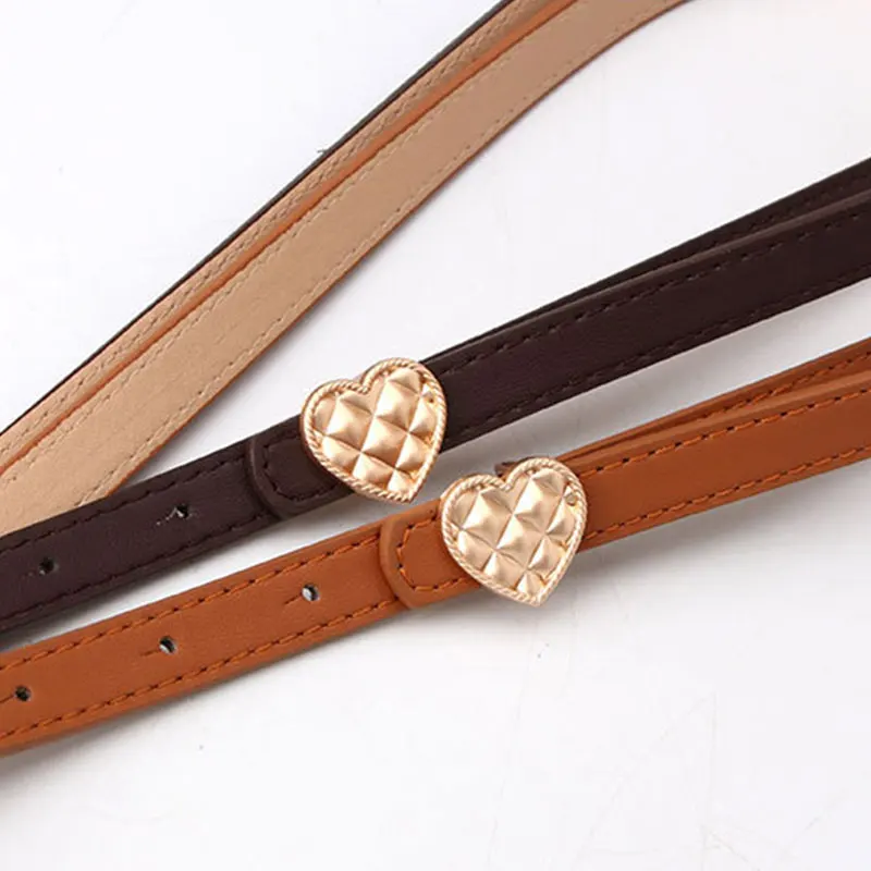 

Heart Shape Hole Waistband For Women Children Belt Peach Heart Pure Color Buckle Love Heart Eyelet Grommet Waist Belt