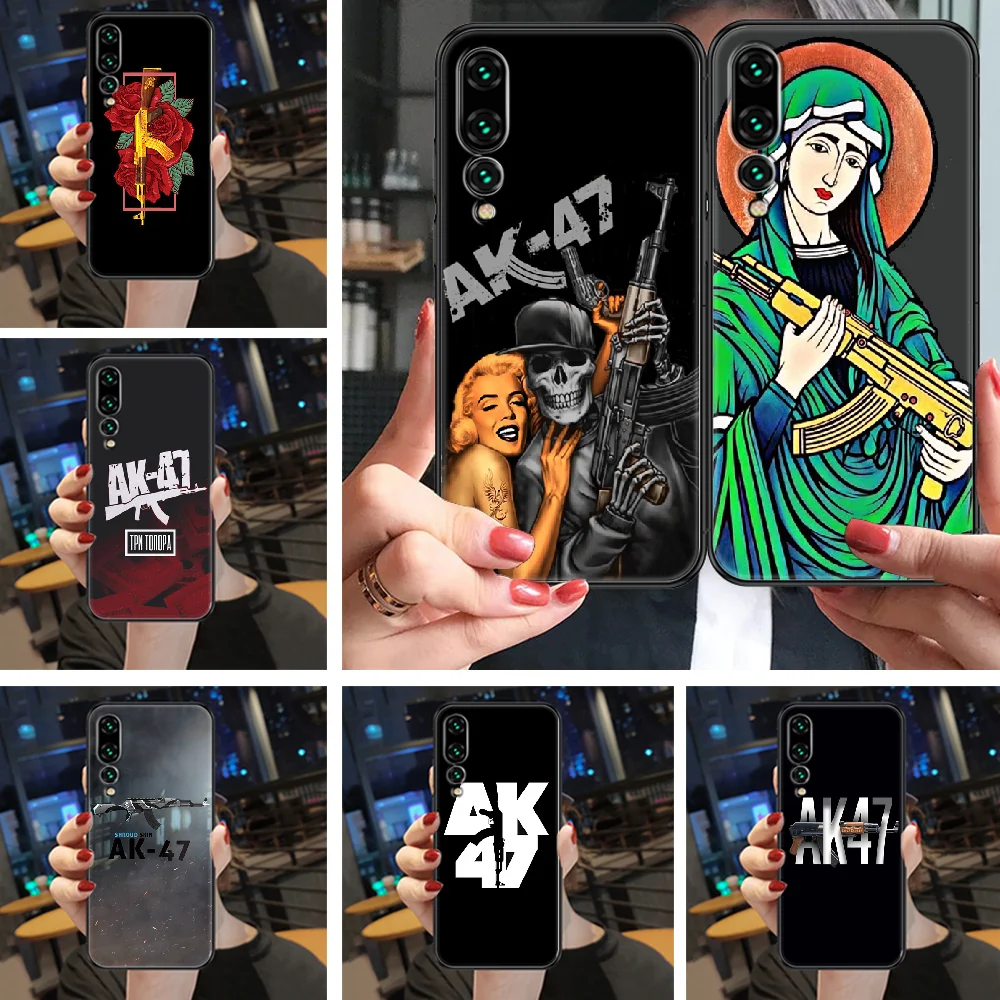Чехол для телефона Gun AK47 Huawei P Mate Y3 Y9 10 20 30 40 Smart Z Pro Lite 2017 2019 Черный Модный