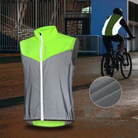 wosawe breathable sleeveless reflective vest for outdoor running bike reflective strip breathable mesh holes double back pocket
