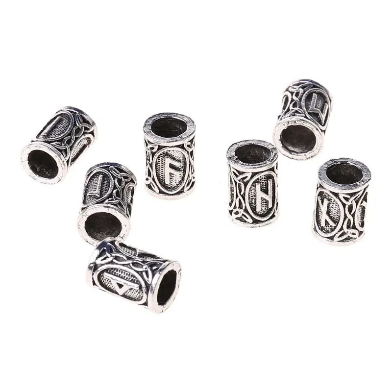 

24Pcs Vintage Silver West Coast Paracord Norse Viking Rune Metal Beads DIY Antique Bracelet Hair Beards Jewelry Making 652B