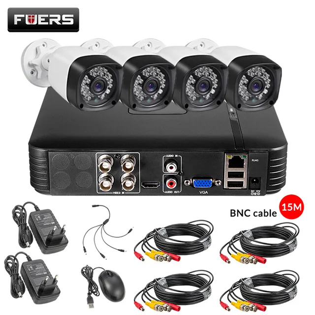 4 cameras kit Fuers обновление 4 шт. HD 4M-N 4CH AHD DVR CCTV камера система безопасности комплект уличная камера система видеонаблюдения ночное видение P2P - Цвет: 4 cameras kit