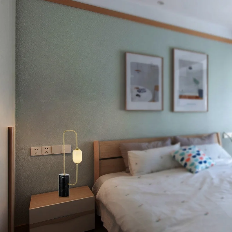 Современная стеклянная мраморная основа для настольной лампы прикроватная