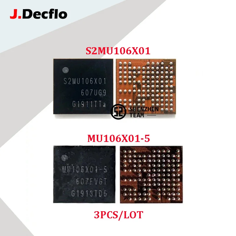 JDecflo 3 шт./лот PMIC S2MU106X01 MU106X01-5 MU106X01 для мощность PM IC Samsung S10 S10 + S5200 A51 A205 M305F Интегральные схемы
