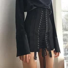 Женская винтажная мини-юбка, Готическая облегающая юбка составного кроя с высокой талией и шнуровкой, в стиле панк, Y2K, 2021