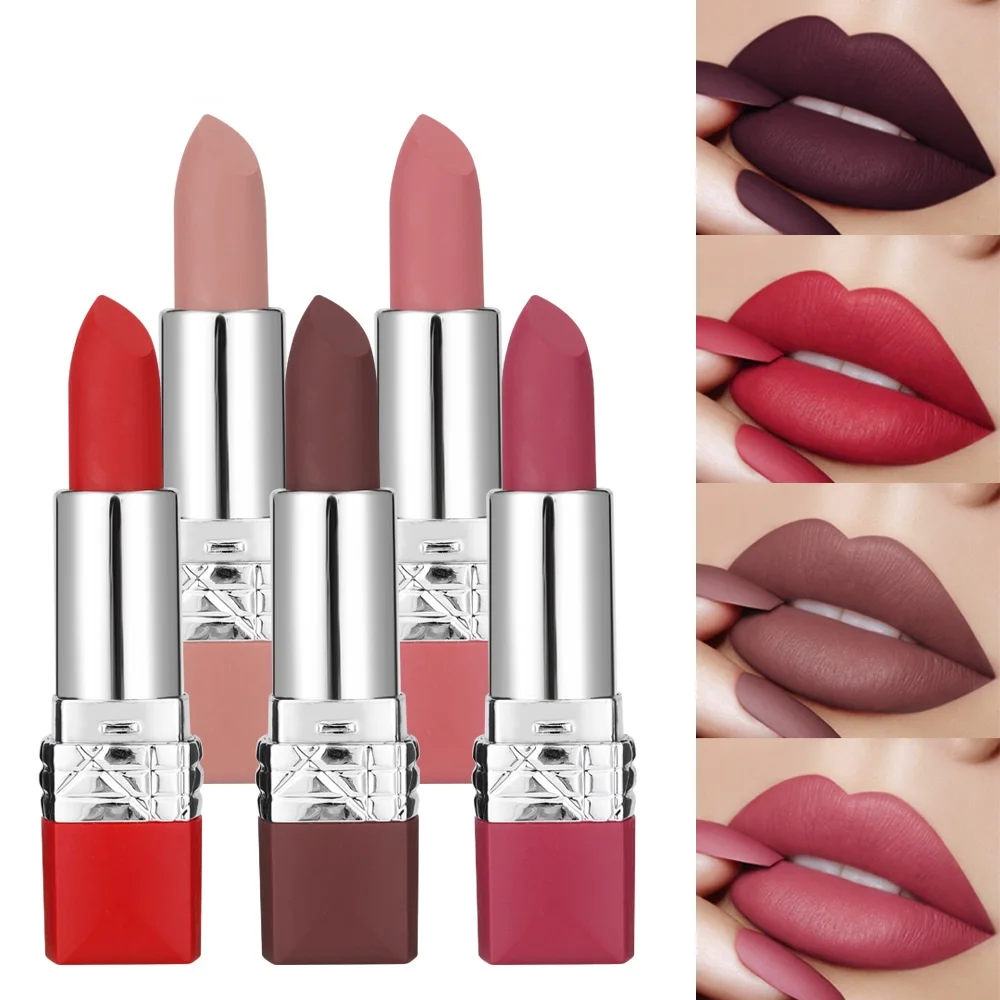 

1Pcs Matte Waterproof Lipstick Long-lasting Sweatproof Velvet Matte Nonstick Cup Sexy Lip Makeup Lip Cosmetics