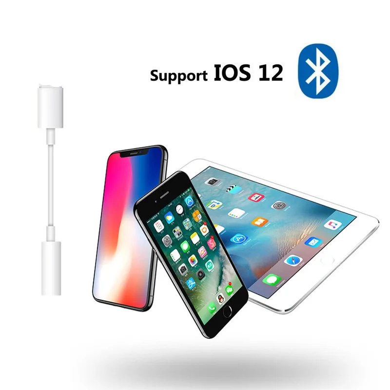 30 шт./лот для iPhone X 8 7 Plus 3,5 наушники AUX аудио адаптер Bluetooth для lightning до 3,5 мм Jack преобразователь для наушников IOS 12