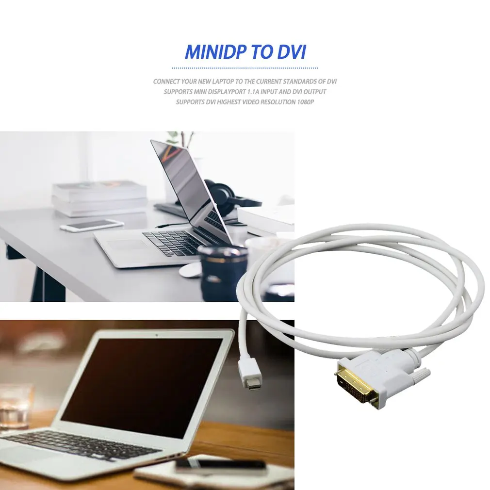 Горячая новинка мини порт дисплея DP штекер к DVI Штекерный адаптер кабель Белый 6