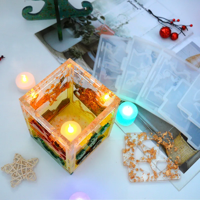 

Creative Diy Epoxy Mold Christmas Lantern Mold Bell Fawn Elderly Christmas Pendant Silicone Mould New Year Decoration Wholesale