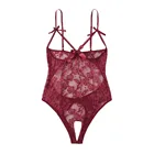 Lenceria чувственный Mujer размера плюс Для женщин Эротическое белье лук кружева выдалбливают Нижнее белье, сексуальные с вырезами Тедди нижнее белье с низким вырезом на спине