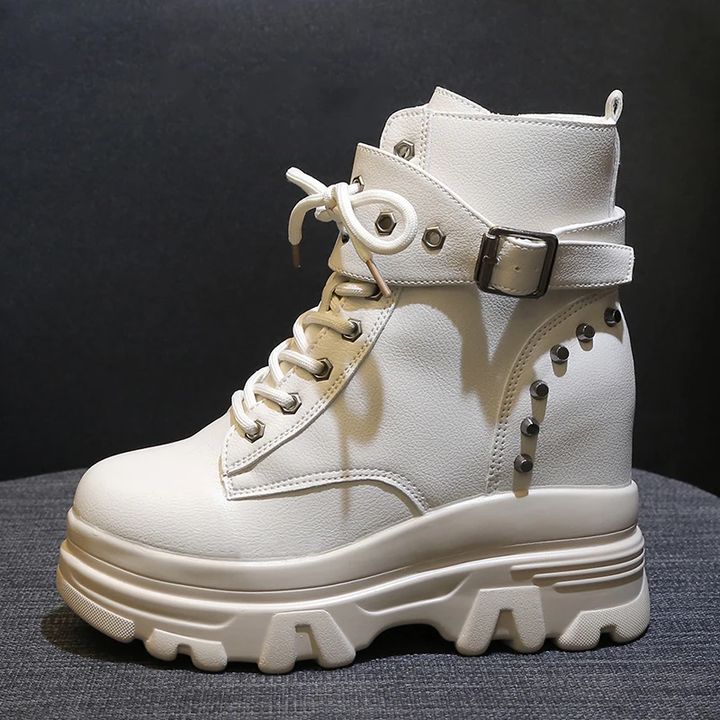 Повседневные женские ботильоны сезон осень высокие кроссовки с заклепками на