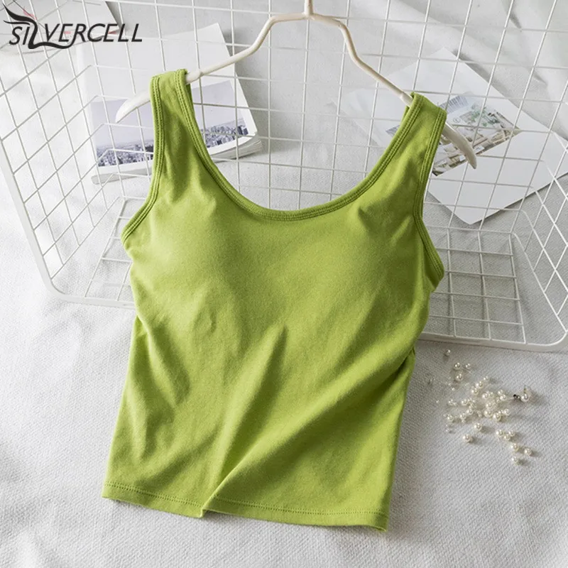 

2019 New Hot Sexy Women Lingerie Tank Tops Solid Color Cross Underwear Padded Thread Cotton Female Tank Tops