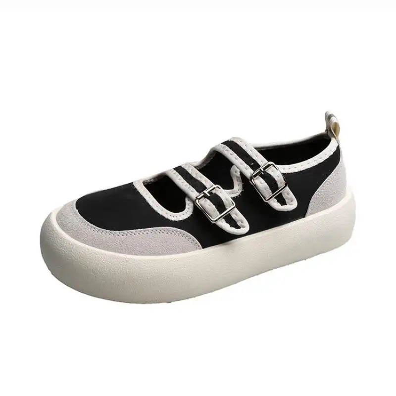 

2021 New Spring Women's Shoes Mixed Colors Buckle Strap Round Toe Casual Shoes Mary Janes Flat Platform Shoe Woman Zapatos Mujer