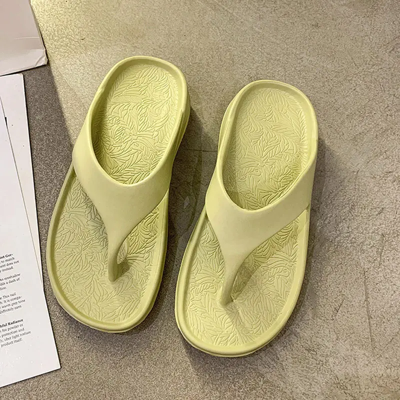 

2021 Summer Women Slippers Thick Bottom Platform Beach Soft Ladies Wedges Flip Flops Indoor Bathroom Non slip Shoes Female
