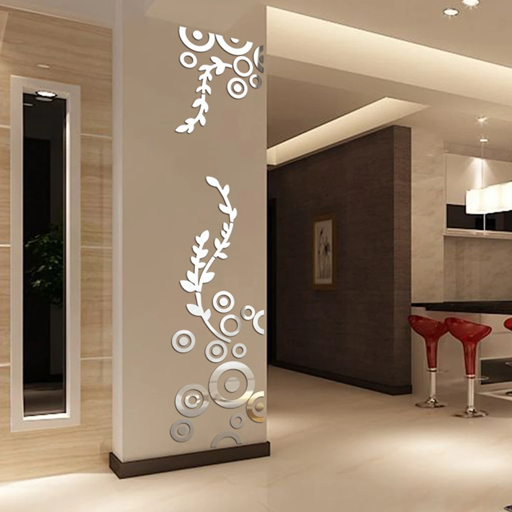 Изысканные цветы 3D зеркальные настенные наклейки Съемная наклейка