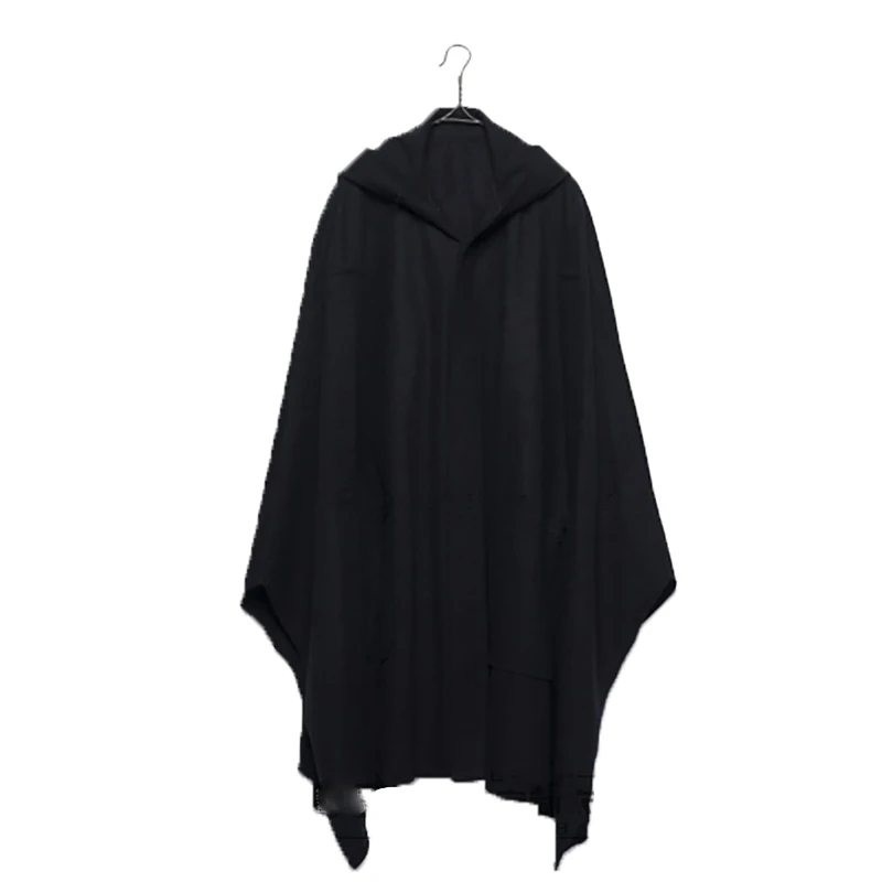 Men's Casual Personalized Wool Coat New Autumn And Winter Tide Cloak Long Loose Hooded Bucket Awning European American | Мужская