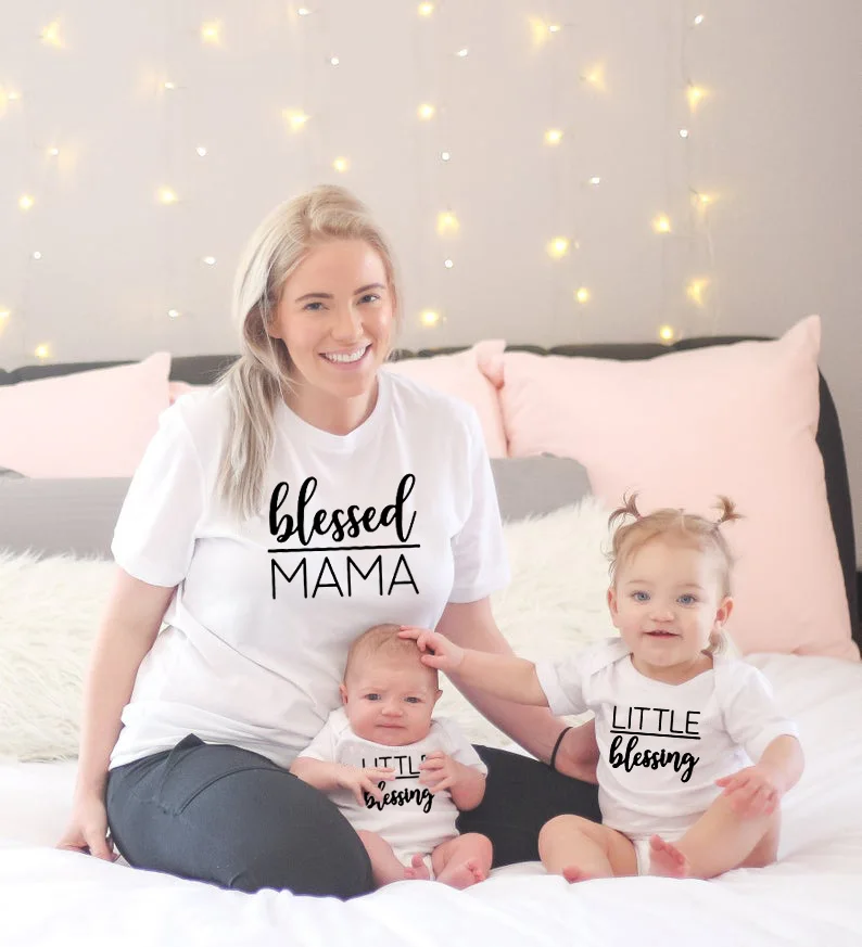 Blessed футболка мама Комплект Mommy and Me одежда для девочки подарок на день матери мамы