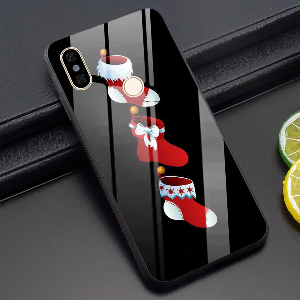 K3015606 Новогодний чехол для телефона Xiao mi Pocophone F1 Note 5 6 7 Pro Red mi 4X 6A mi A1 A2 8 Lite 9 из закаленного стекла - Цвет: K3015606