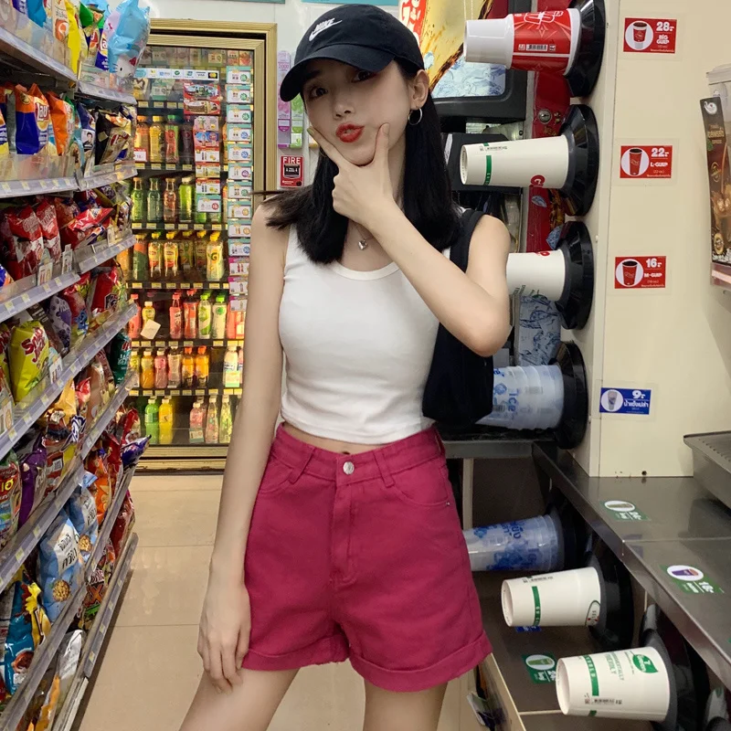 

High Waist Vest Women's Outer Wear Hong Kong Style Spring/Summer Korean Style Inner Bottoming Shirt Slim Fit Short Sleeveless U