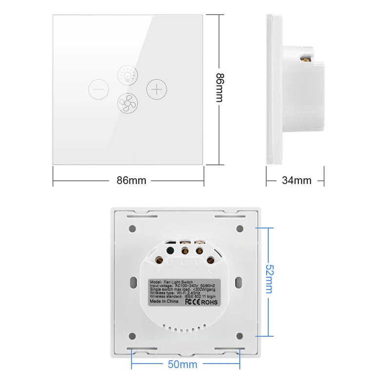 

Tuya Smart Life EU/US Wifi Fan Light Switch Ceiling Fan Lamp Switch Wireless Wall Switch Voice Controlled By Alexa Google Home