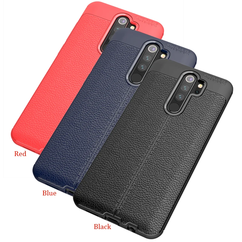 1pcs Slim Litchi Skin TPU Case For Xiaomi Redmi Note 8 Pro Anti-Shock Soft Back Cover Coque For Xiaomi Mi 9 Pro