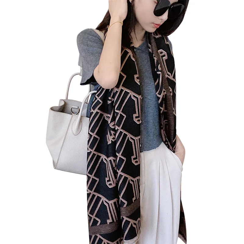 

Женская длинная шаль из пашмины, зимняя теплая шаль