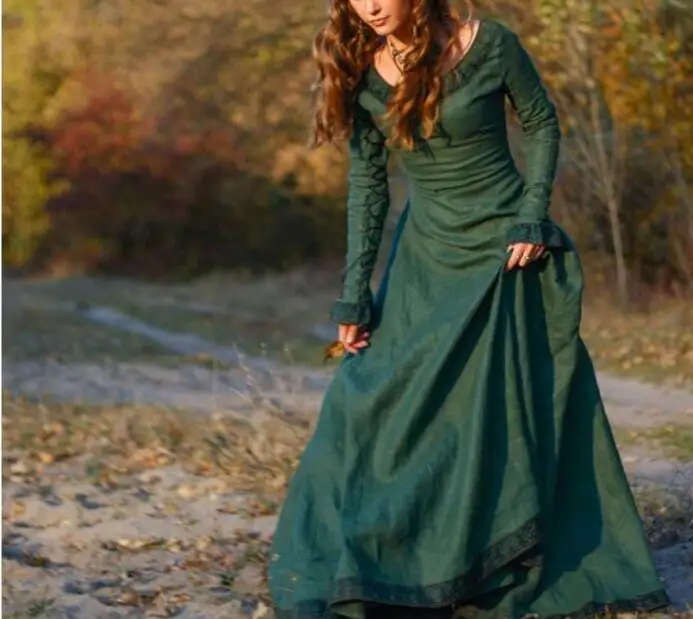 Женское винтажное вечервечерние платье макси в средневековом Центрально