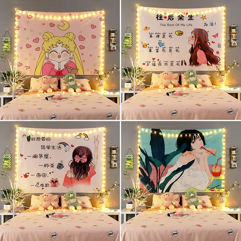 

Background Cloth Wall Cloth Background Wall Decoration Room Dormitory Bedside Layout Cartoon Anime Unframed Canvas Poster
