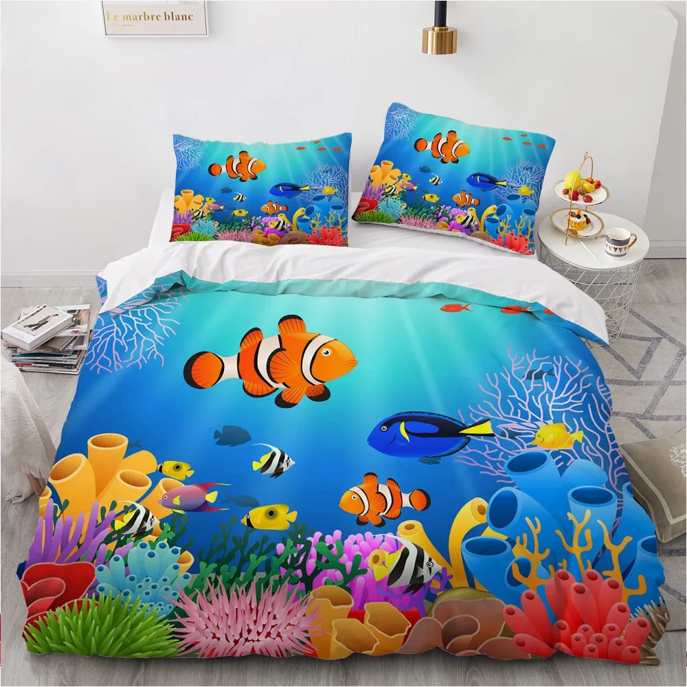 

3D Custom Design Mermaid Duvert Cover Sets Bedclothes Comforther Cover Pillowcase King Queen Full Single Size White Bed linen