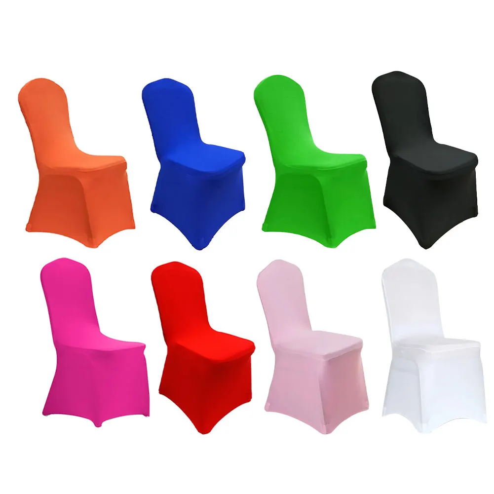 

10PCS 2021 New Chair Covers Spandex Wedding Banquet Party Event Decor 8 Colours Chair Cover Clothes Hotel Universal Chair Cover