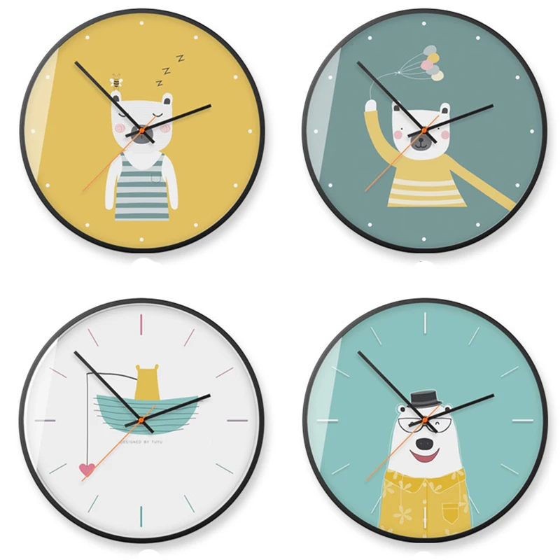 Милые домашние животные 3D настенные часы металлический бесшумный механизм