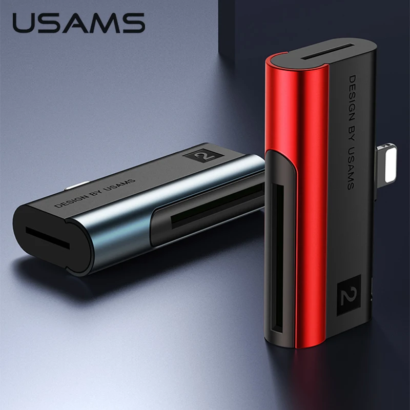 

USAMS SD + TF Card Reader OTG Adapter for ios 13 12 11 Support 256G for iPhone 11 pro max X 8 7 6 6s 5 iPad Air 2 mini 2 3 iPod