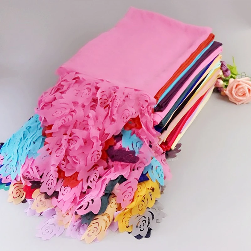 

10pcs/1lot Chiffon Rose Flower Laser Cut Hollow Muslim Hijab Scarf Shawl Head Wrap Headband Pearl Bubble Chiffon 170*80cm