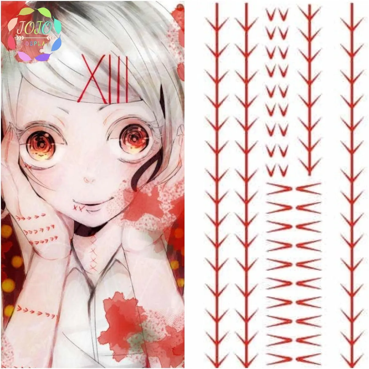 Аниме Juzo Juuzou Suzuya Rei Токийский Гуль, Временные татуировки, аксессуары для косплея, реквизит, костюм, переводная наклейка, боди-арт, водонепроницаемый