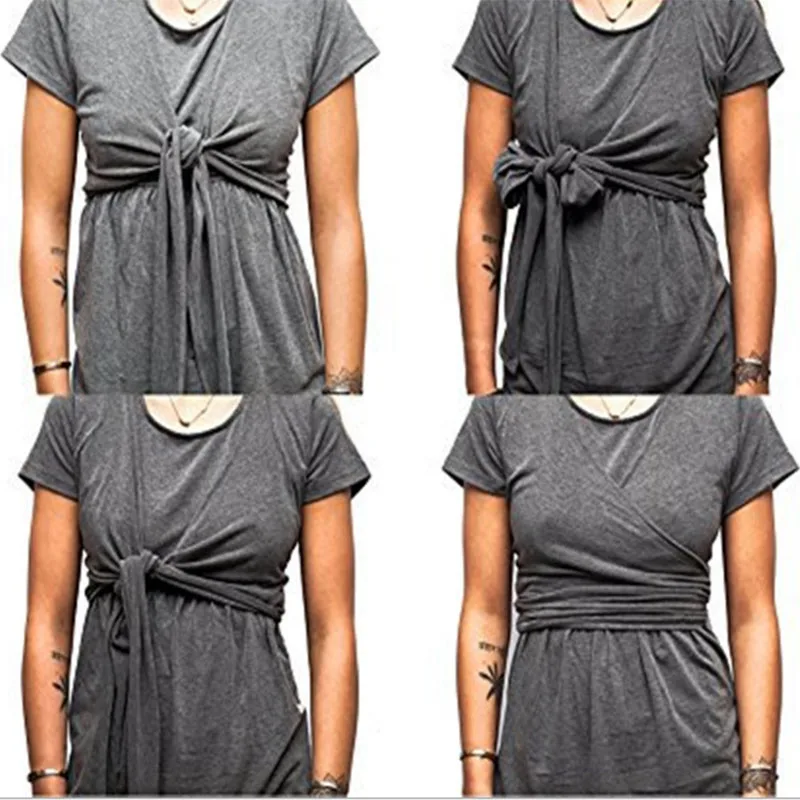 Футболка для беременных женщин с короткими рукавами и круглым вырезом сумка