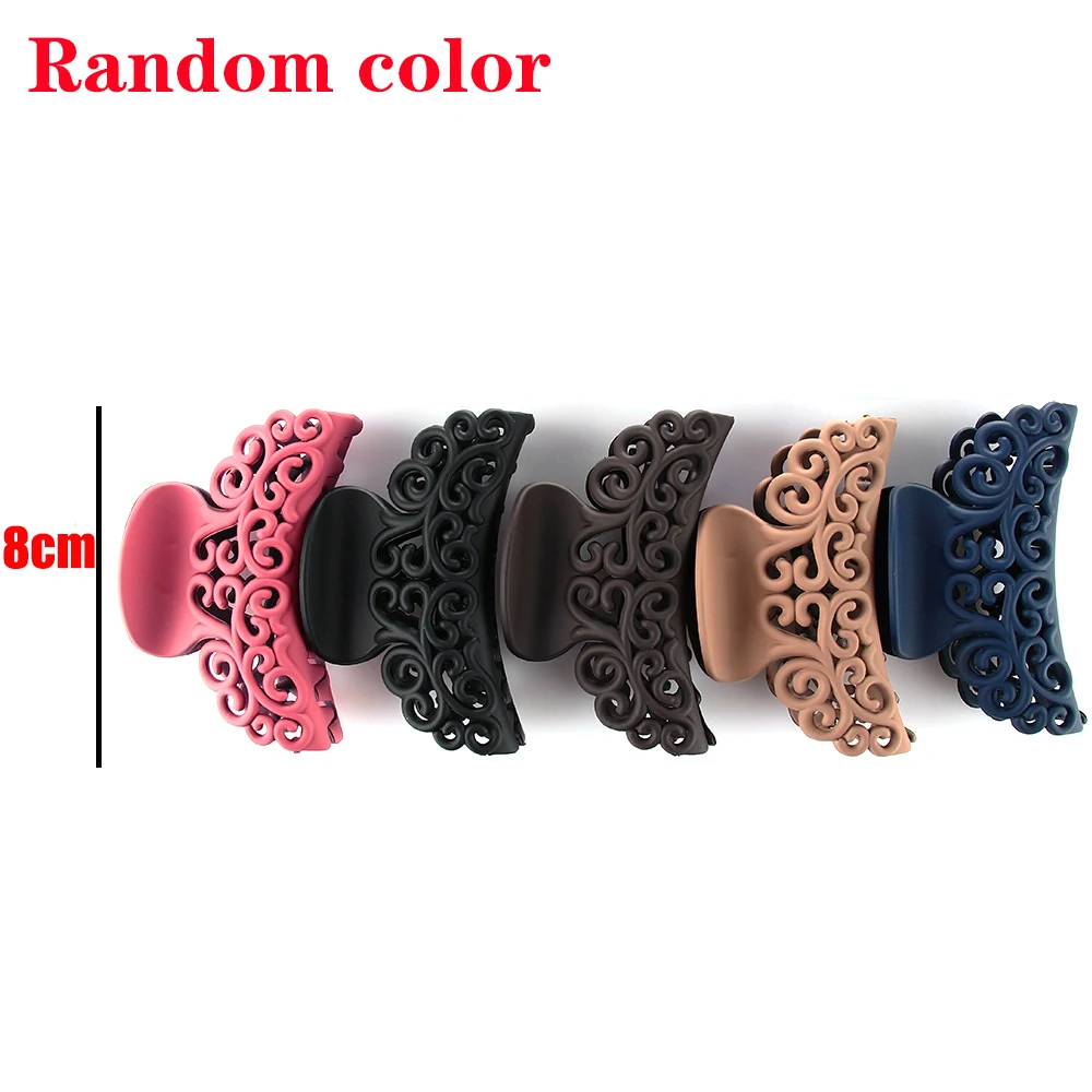 Женские заколки для волос черные пластиковые резная Заколка краб большой размер