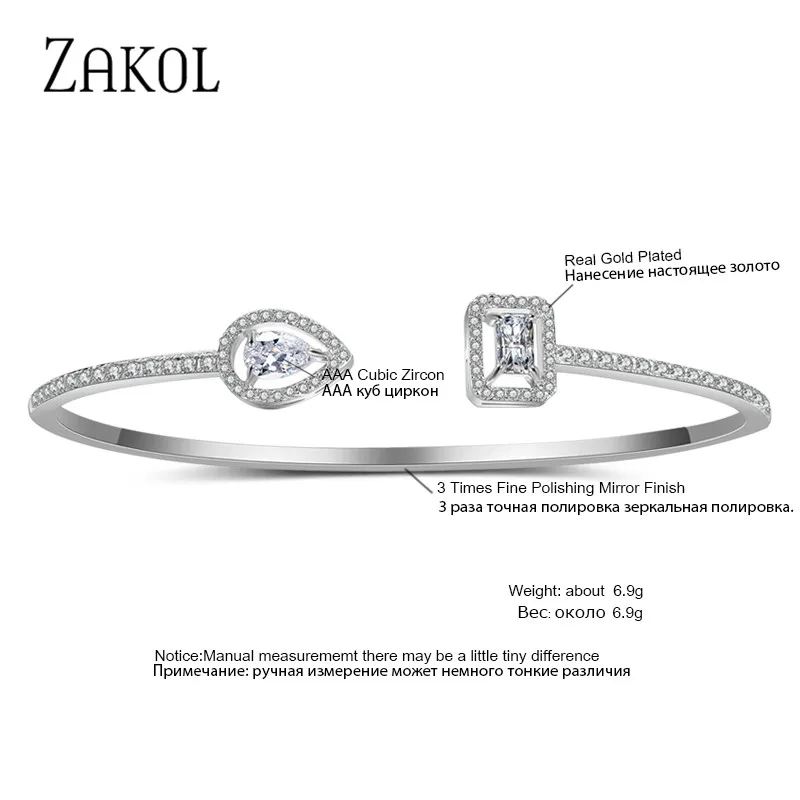 ZAKOL женский браслет-кафф с кристаллами модный браслет микро цирконием | Украшения