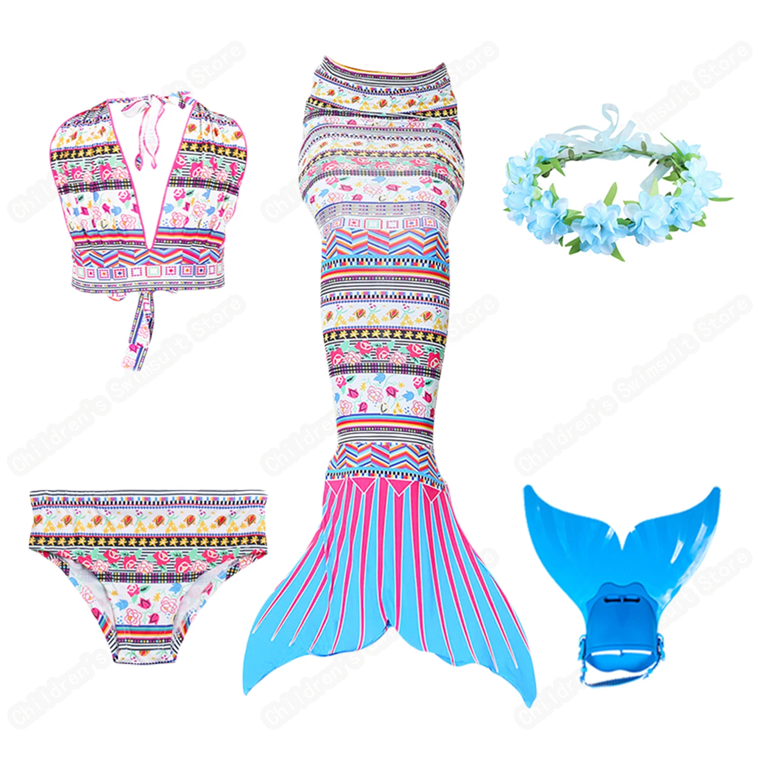 

Cosfans Children's Mermaid Swimming Clothes Costume Girls Princess Mermaid Tail Swimming Costume Hot Spring Bikini Swimsuits