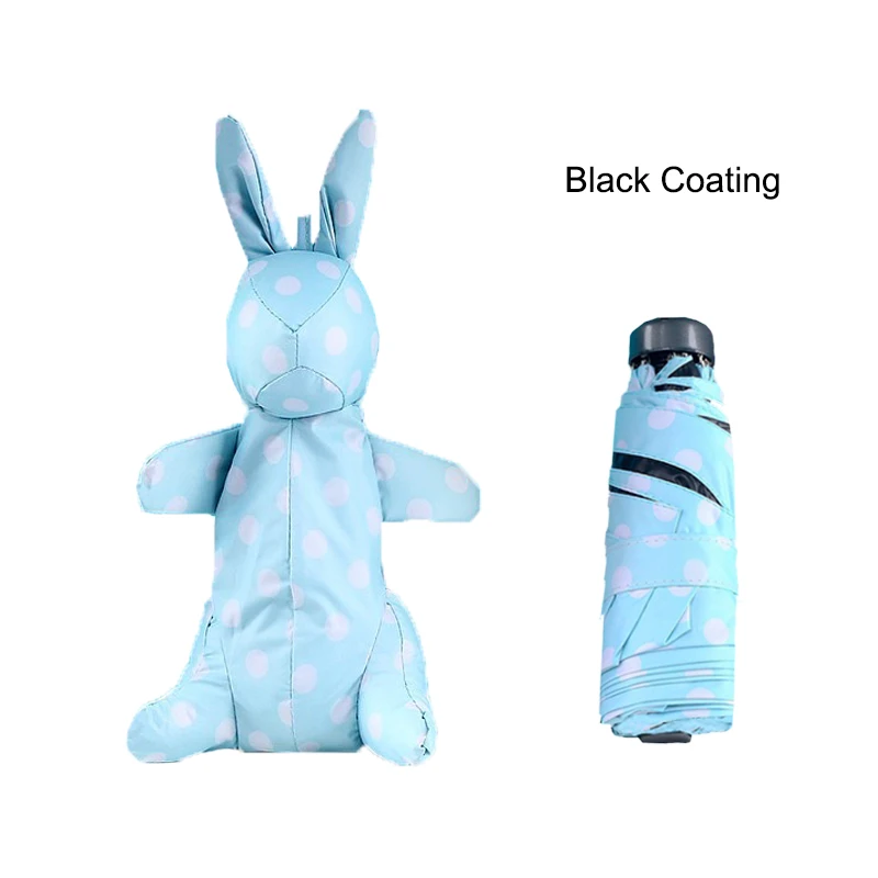 Blue Rabbit Black LIKE RAIN, маленькие игрушки для детей, зонтик, мини, модный, складной, с карманами, зонтик для дождя, для женщин, мультяшный кролик, зонт для путешествий, UBY12 - Цвет: Blue Rabbit Black