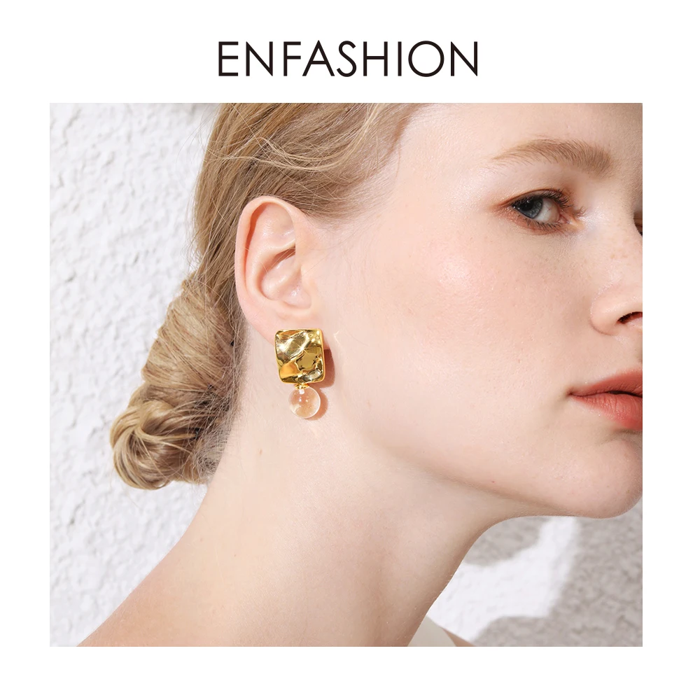 ENFASHION капли воды форма Кристалл Висячие серьги для женщин милые геометрические висячие серьги, ювелирные изделия Kolczyki EC191064