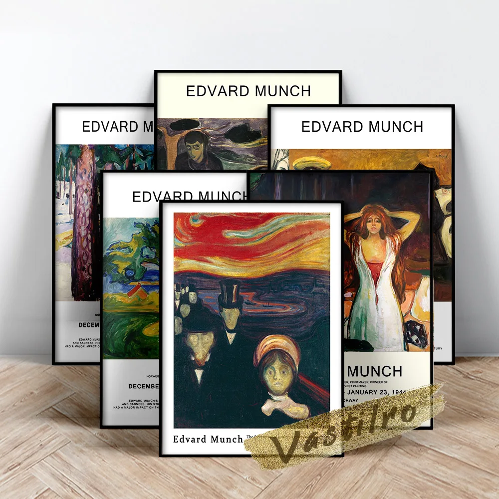 Настенная картина Edvard Munch Картина на холсте с отделениями пеплом винтажные