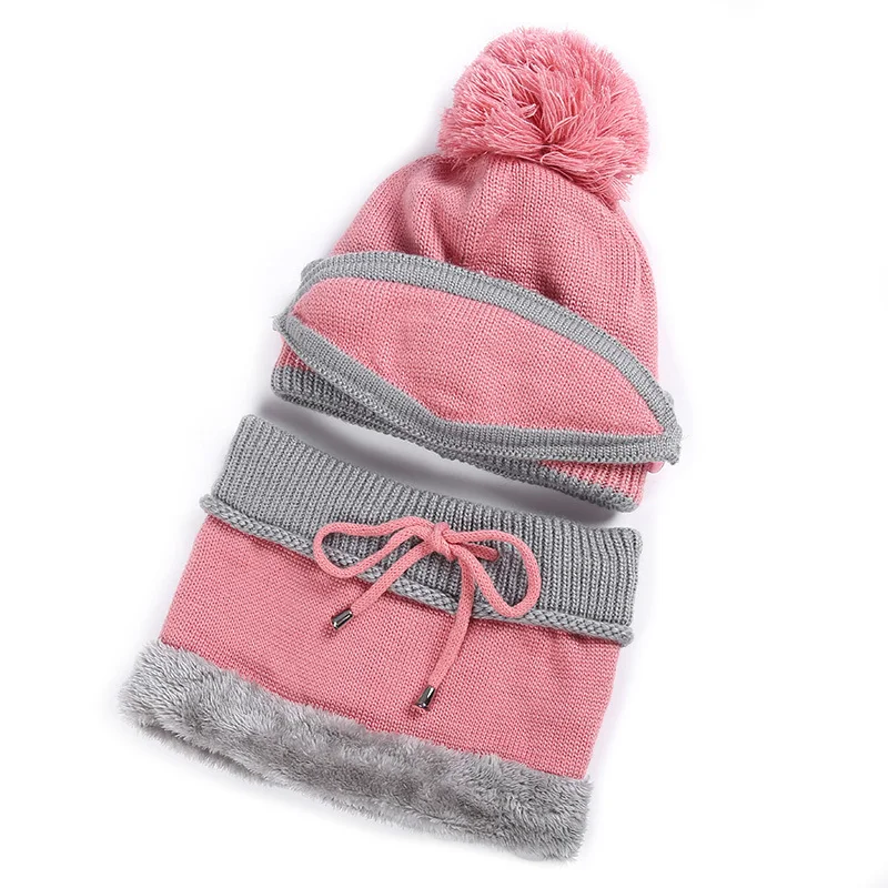 Теплая Зимняя шерстяная вязаная шапка маска воротник три части уход за кожей