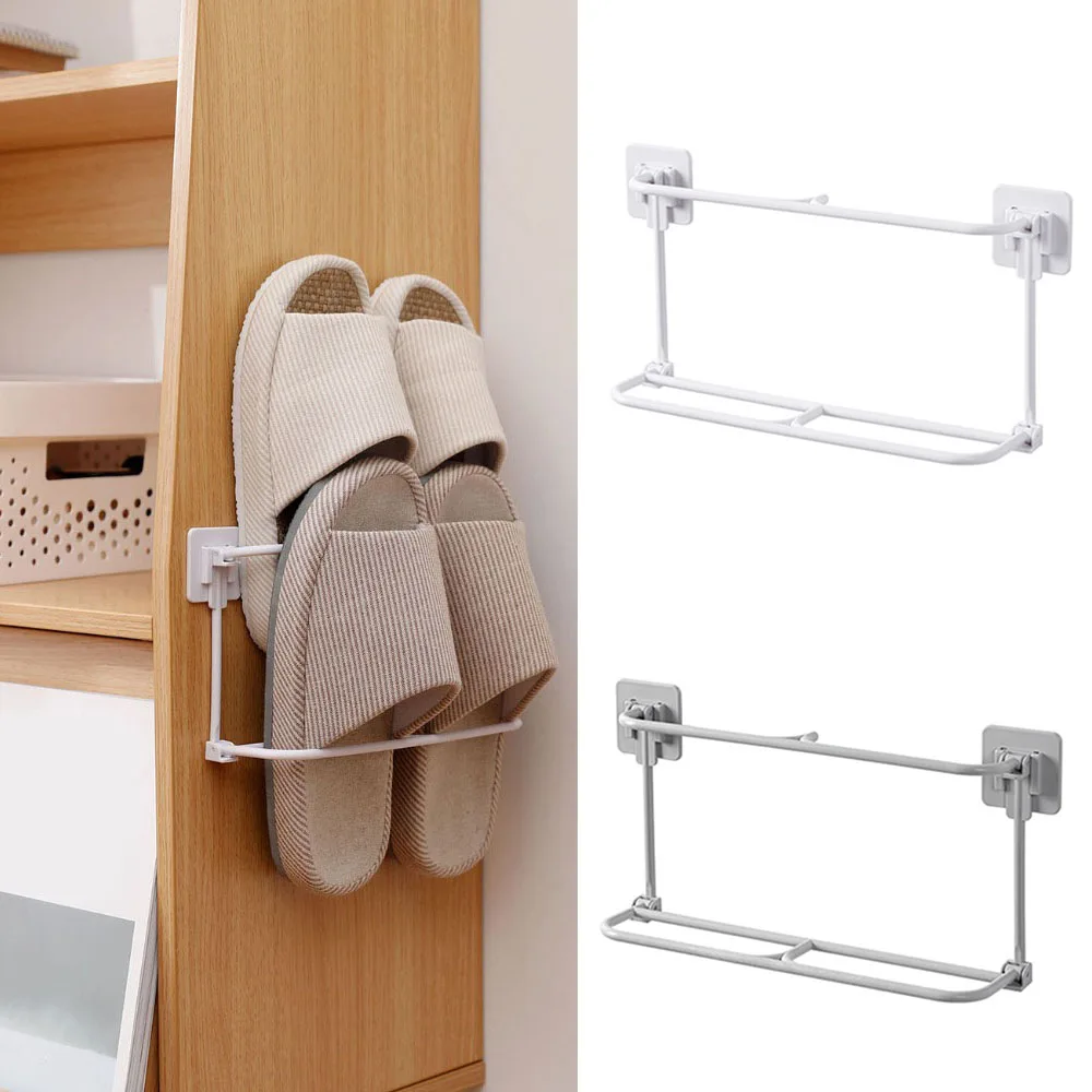

Foldable Shoes Hanger Slippers Drain Storage Rack Shelf Shoe Hanging Holder Bathroom Organizer Wall Mounted Shoe Rack