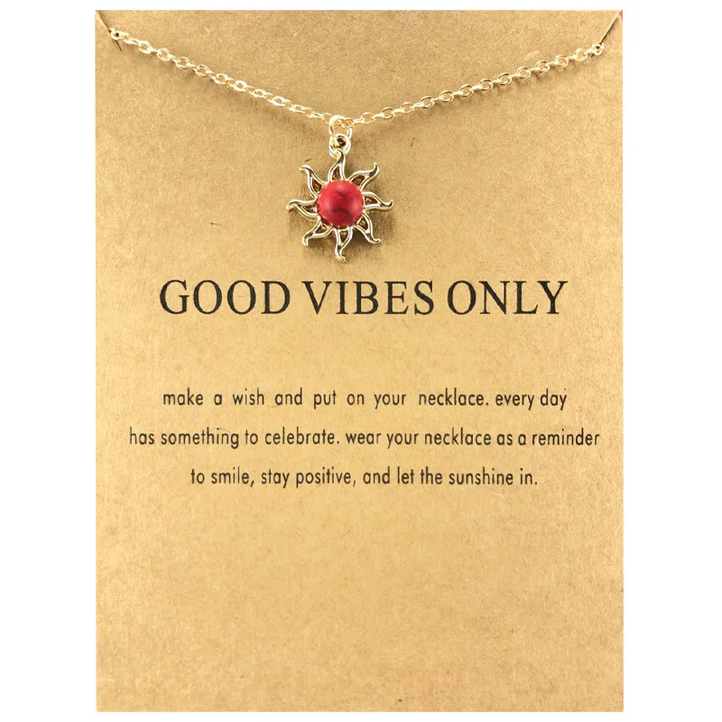 

Sun God Necklace Ruby Sun Flower Clavicle Chain Female Creative Card Necklace